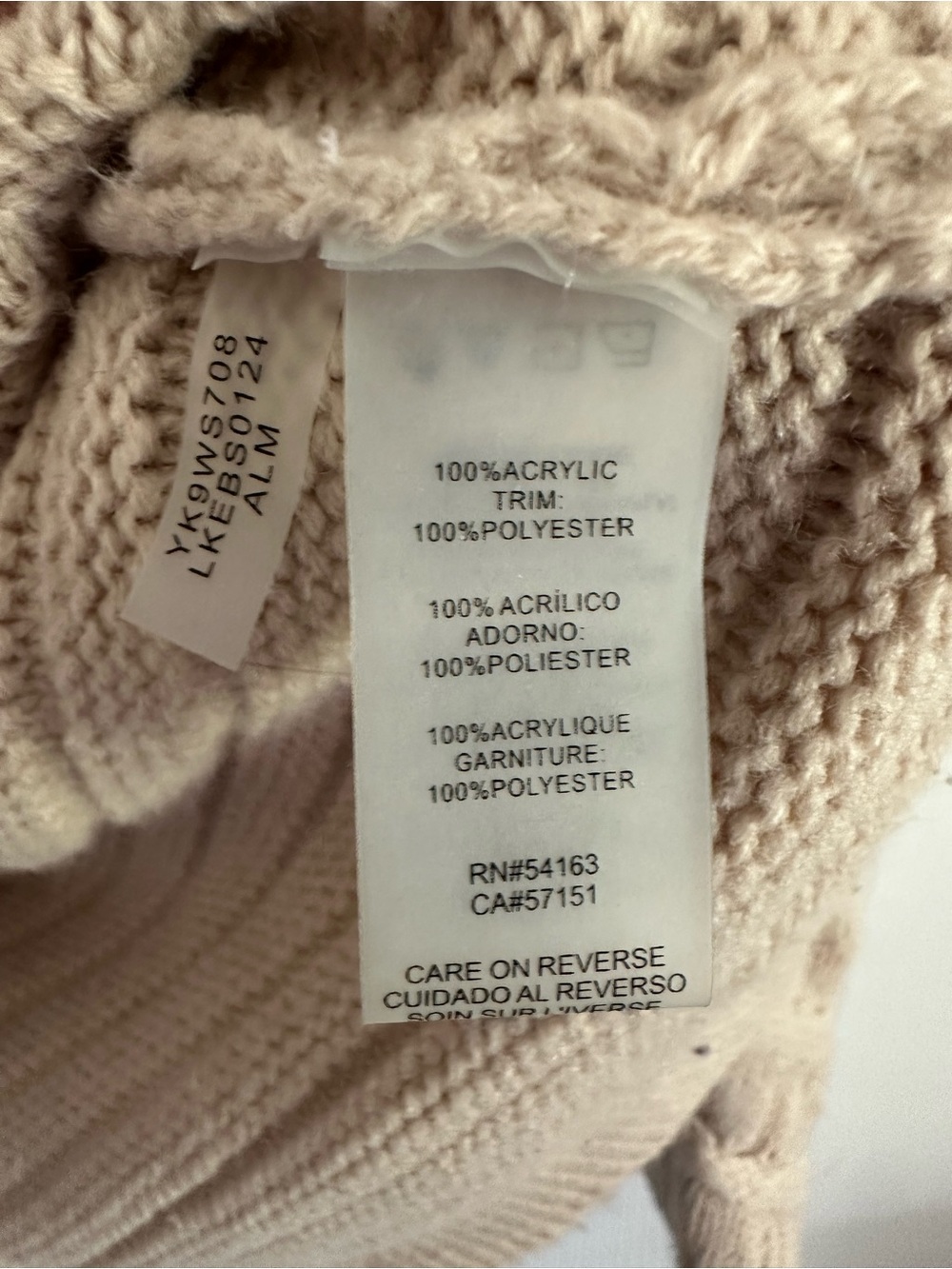 Size M Karl Lagerfeld Paris Cable Knit Cowl Neck Sweater Beige - Picture 10 of 10